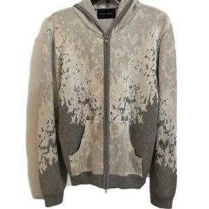 Baja East Thick Cotton Knit Zip Up Hooded Sweatshirt